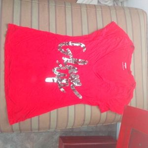 Red sequin tee